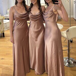 Revelry Skye Satin Dress in Rose Quartz